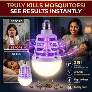 Powerful & Effective 2 In 1 LED Light Bulb Insect Killer Chemical Free Light Wave Bulb Insect Killer Trap Night Lighting Killing Fly