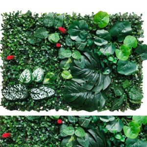 MKEB 6040ซม แผ่นผนังพืชเทียม ทำเอง ดอกไม้ แผ่นพืชเมเปิ้ลจำลอง หญ้าปลอม น้ำเงิน แผ่นหญ้าปลอมสีเขียว รั้วสวนบ้าน
