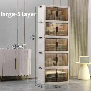 3/5 layer Foldable Storage Cabinet 2 Doors Storage Box Multipurpose Storage Cabinet Stackable Storage