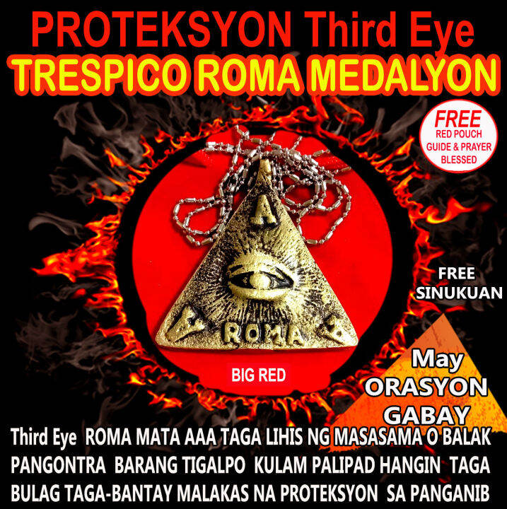 TRESPIKO ROMA MATA AAA  Pendant PANG KALAHATAN  PROTEKSYON Third Eye and 7 Archangel Pitong Arkangheles Angel Medalyon Pendant Necklace Complete Guide sa Oracion at Dasal  FREE 1pc. Sinukuan