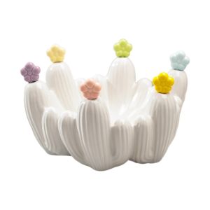 HUNIU HOUSE Thiết kế sáng tạo Bát đựng trái cây xương rồng Nĩa bằng thép không gỉ Phong cách Bắc Âu Đĩa xương rồng bằng gốm sứ Thực tế Đa năng Bộ nĩa và đĩa đựng trái cây Phòng khách gia đình