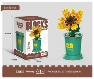 Block flower succulent plant pot Mainan Blok Bangunan brick
