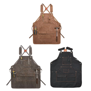 Adjustable Crosses Back Tool Apron for Men Women with Multiple Tool Pockets for Woodworking and Grilling Gardening