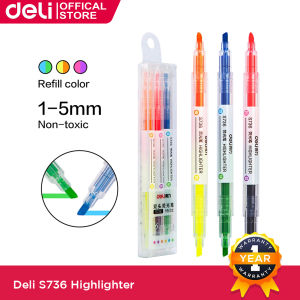 Deli S736 Highlighter Pen Set Aesthetic 6 Colors 3Pcs