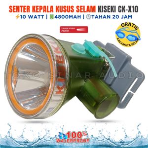 Senter Kepala Kusus Penyelam KISEKI CK-X10 TERBARU Kusus Penyelam Handal Jumbo Light 10 Meter Dalam Air Body Transparan Tahan 12 Jam GRATIS KACA MATA SELAM | Senter Kepala Selam | Senter Kepala Anti AIr | Senter Kepala Menyelam - TOKO SINAR AUDIO