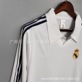 0102 Jersi Rumah Real Madrid, Jersi Kolar Menegak R, Seragam Bola Sepak Klasik Seluar Pendek Lengan Panjang Putih *. 