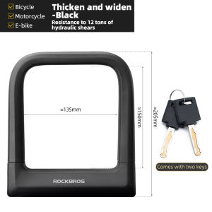 【Local Delivery】ROCKBROS Bicycle Lock Alloy Steel Thicken Heavy Duty MTB Road Bike Anti-theft Lock High-strength Motorcycle Electric Bike U Lock