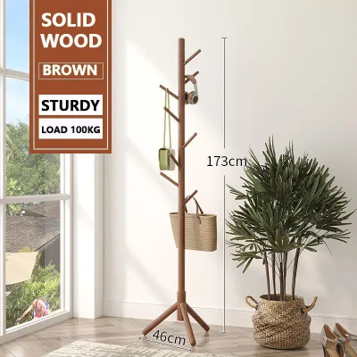 Ditto Solid Wood 175cm Bag Rack Stand Coat Rack Stand Cloth Rack Stand Shelves Rack for Home Furniture Wood/White/Brown Color