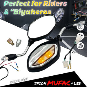 2PCS Motorcycle Rearview Mirror With LED Lights Univeral Side Mirrors With Signal Light