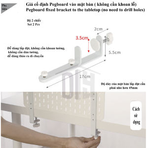 Pegboard để bàn phụ kiện lắp đặt với bàn tường để trên bàn