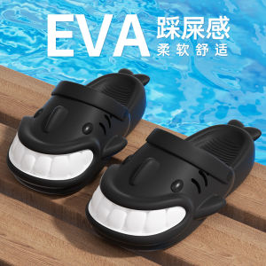 [Free Shipping] Large-Mouth Shark Design Slip-On Sandals For Women And Couples Indoor And Outdoor Use Thick-Soled Non-Slip