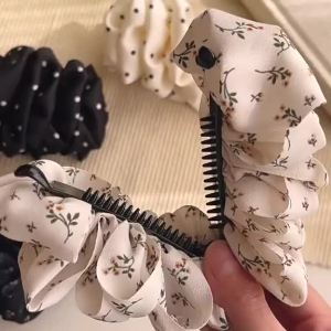 BUY 1 TAKE 1 Korean Style Banana Hair Clip for Women Polka Dot & Floral Ruffle Ponyl Clip Strong Hold Non-Slip Fashion Hair Accessory