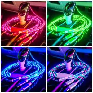 สายชาร์จ3in1สายชาร์จ3หัวใน1เส้น มีไฟวิ่ง สายชาร์จ1.2เมตร สายชาร์จ3หัวในเส้นเดียว micro / type-c / ios มีไฟวิ่งทั้งเส้น ชาร์จเร็ว ประหยัดเวลา