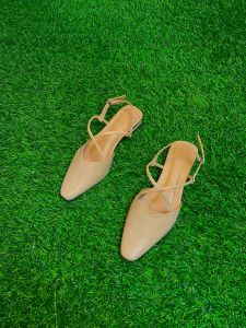 Sandal Wanita Kekinian Mules Tali Silang Hak 3cm Slip On Bahan Kulit Sintetis Premium Terbaru