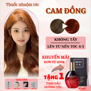 Thuốc nhuộm tóc màu Cam Đồng - Không tẩy / Nhuộm tóc tiện lợi tại nhà - Tặng kèm oxi trợ nhuộm