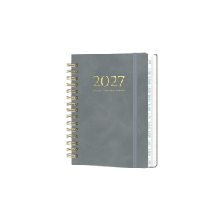 NOBLEE Gáy xoắn ốc Sổ tay kế hoạch năm 2027 Khóa dây đeo Giấy Sổ tay lò xo Lịch trình hàng năm Sổ kế hoạch năm Lập kế hoạch hàng ngày.