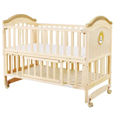Nôi cũi gỗ cho em bé tiện lợi cho mẹ và bé nôi MK23-002 thiết kế lắp ghép linh hoạt có 4 bán kép tích hợp khóa bánh