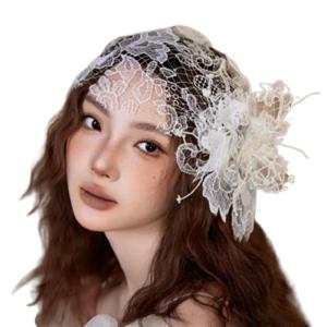 Bride Caps with Flower Pearls for Girls Balletcore 3D Flower for Pageant Prom Princess Hair Accessories Stage Props