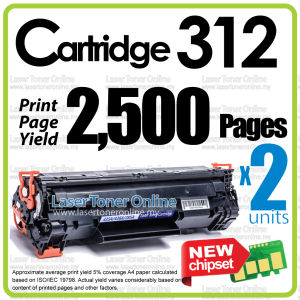 2x Cartridge 312 Compatible to Canon 312 CRG312 Canon312 LBP-3010 LBP3010 LBP-3018 LBP3018 LBP-3050 LBP3050 LBP-3100 LBP3100 LBP-3150 LBP3150 LBP-3180 LBP 3010 3150 3018 Laser Toner Printer Ink #C-CRG312