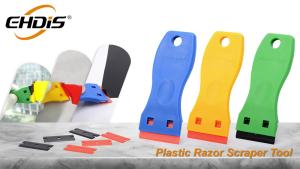 EHDIS 1.5" Plastic Razor Scraper with 10pcs Double Edged Plastic Blades for Removing Labels Stickers Decals on Glass Windows