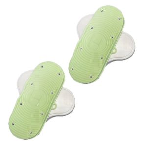 Fitness equipment for core and abdominal training in purple green and pink colors with textured surface and split waist design.
