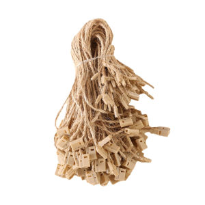 100pcs Jute Hemp Hang Tag String Cord 7 Inches Natural Rope with Snap Lock for Garment Tag Hanging