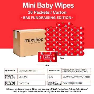 Mixshop Mini Baby Wet Wipes [BAS Fundraising Edition] | Extra Thick & Soft | Pocket Travel Wipes