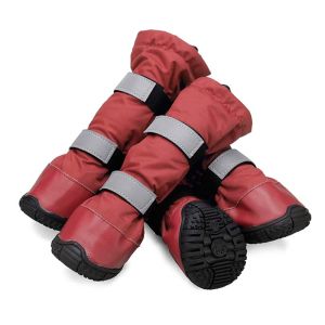 HamshMoc Dog Rain Boots Shoes with Soft Fleece Waterproof Skid-Proof Medium Large Dog Shoes with Reflective Straps Rugged Sole for Outdoor Running Hiking