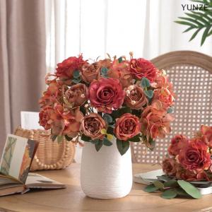 [COD] YUNZE 6-petal Artificial Rose Imitation Flowers Bride Bouquet Wedding Christmas Living Room Table Decoration For Vase Home DIY Fake Pl