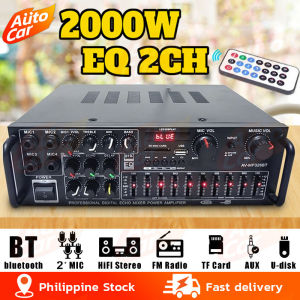 Original+24hours deliverySunbuck 220V 2000W 326BT Home Stereo Audio Amplifier Bluetooth 2CH EQ Wireless Stereo Audio Power Amplifier With Remote Control Controller USB SD Card FM Radio For Android IOS Table Laptop Smart Device