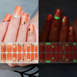 PHANT Bloodstain Halloween Luminous Nail Sticker Eyeball Pumpkin 16 Fingers Set Nail Polish Sticker Fashion Ghost Nail Polish Gel Film Nail Art