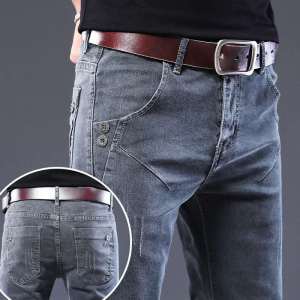 （Fast shipping）Mens Classic Plain Pants Slim Fit Trousers Casual Jogger Pants Tight fit Stretch Jeans