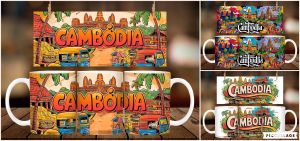 * 1 PC MUG WITH BOX * CAMBODIA MUG DESIGN 11oz with BOX SOUVINER 1PC MUG ONLY