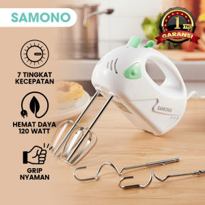 SAMONO Hand Mixer 7 Tingkat Kecepatan Pengaduk Adonan Kue Garansi Resmi 1 Tahun SW-HM120A
