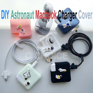 DIY Astronaut MaxBook Charger Cover Soft Silicone Cable Winder Type C to Type C Port for New MaxBook Pro 13 15 16 touch bar A2338 A2289 A2251 A2159 A1708 A1706 A1707 A1990 A2141 New MaxBook Air M1 A2337 A2179 A1932 Touch ID