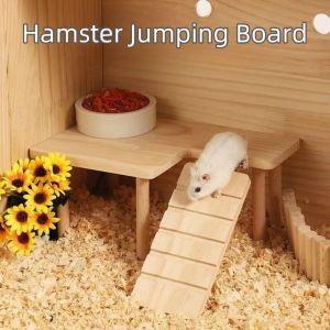 PLLEWY Hamster Wooden Ladder Platform DIY Stairs Toy Easy to Install Jumping Board  Cage Accessories Pet Climbing Toy for Small Pets
