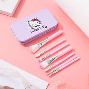 LANIAKEA 7 IN 1 Kuas Brush Set Hello Kitty Make Up Brush With Box Kaleng Penyimpanan