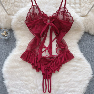 Lingerei Seksi Open Jumpsuit Pita Renda transparan Baju Tidur Wanita A261