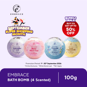 EMBRACE Bath Bomb 100g for Sabun Mandi Sabun Rendam (Lavender Chamomile Rose Freesia Glow)