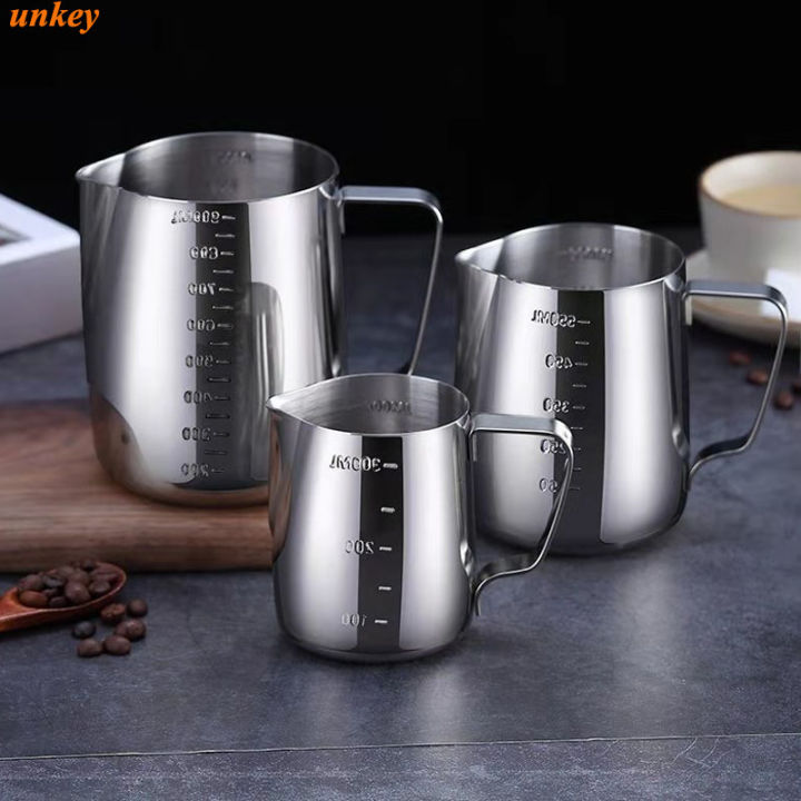 COD 304 Stainless Steel with Scale Milk Frother Jug Mug Cup 350ml/600ml