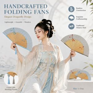 LZHDP MALL Hand-painted Folding Hand Fan Chinese Style Bamboo Frame Womens Dance Fan Elegant Decorative Retro Handheld Fan Home Decor