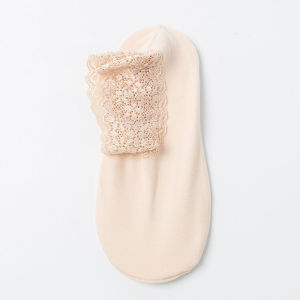 Women Low Lace Tube Socks Vintage Breathable Velvet Warm Home Floor Socks Anti-slip Sock Slippers Thin Ladies Lace Boat Socks