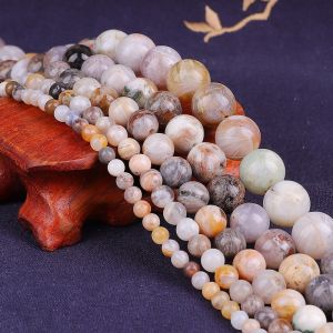 4/6/8/10/12mm Natural Stone Bamboo Leaf Blue Marble Round Beads Loose Beads DIY Jewelry Making Earrings Necklace Bracelets Anklet