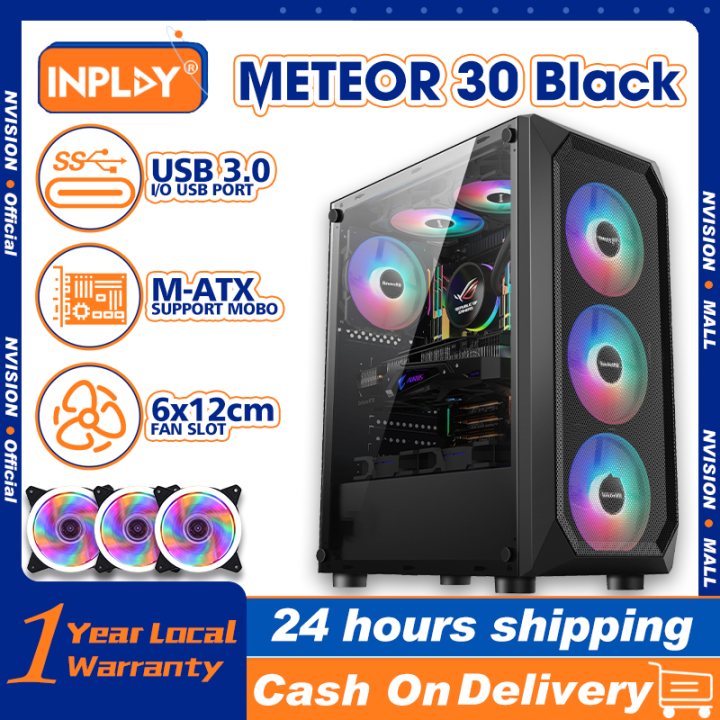 Inplay Gaming Desktop Pc Case With Matx Motherboard Tempered Glass