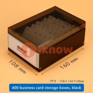 I know Card File Holder Organizer Plastic (Index Cards) (Brown Color with Clear Crystal Plastic Lid Cover)