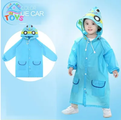 Áo Mưa Trẻ Em 3-6 tuổi Hình Thú Vải Polyester Chống Thấm Nút Bấm Bé cao 90-120cm