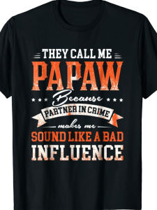 1pc MenS Casual Cotton T-Shirt with "They Call Me Papaw" Graphic Regular Fit Round Neck Geometric Pattern Stretch Fabric 180gsm for Training Hiking & Outdoor Activities - Summer Top
