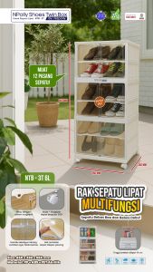 NAPOLLY NTB- 1T 2L / 3T 6L / 5T 10L Twin Box Rak Sepatu Lipat / Lemari Penyimpanan Multifungsi Lipat Portable (Serbaguna Plastik Kuat & Tebal)