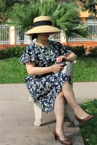 [HCM]Đầm suông tay cánh tiên hoa nhí xanh đậm (có size lớn)