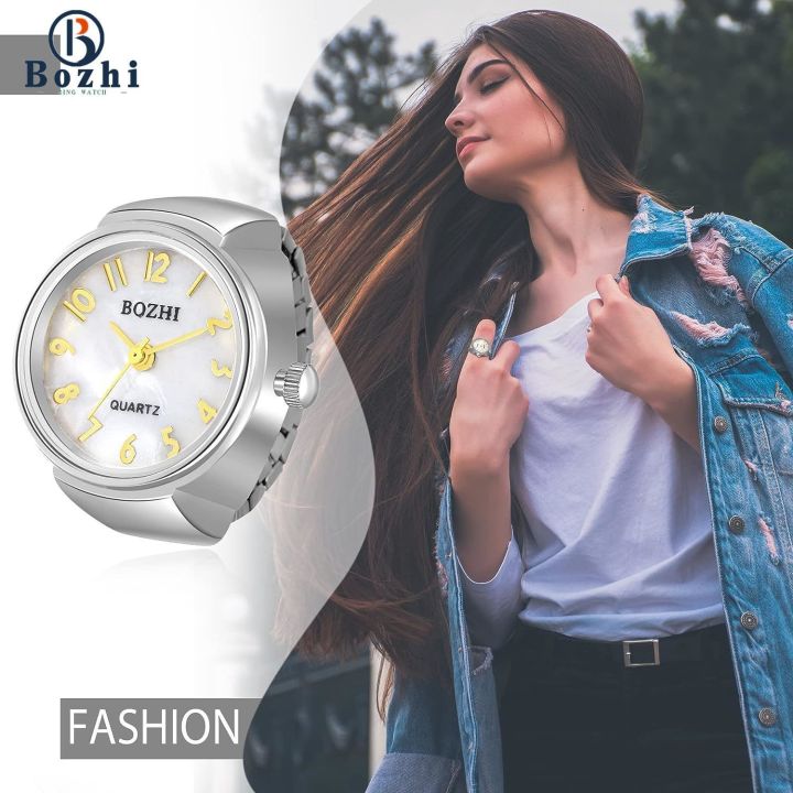 Bozhi Women Finger Watch Stretchy Band Elastic Round Simple  display picture 2